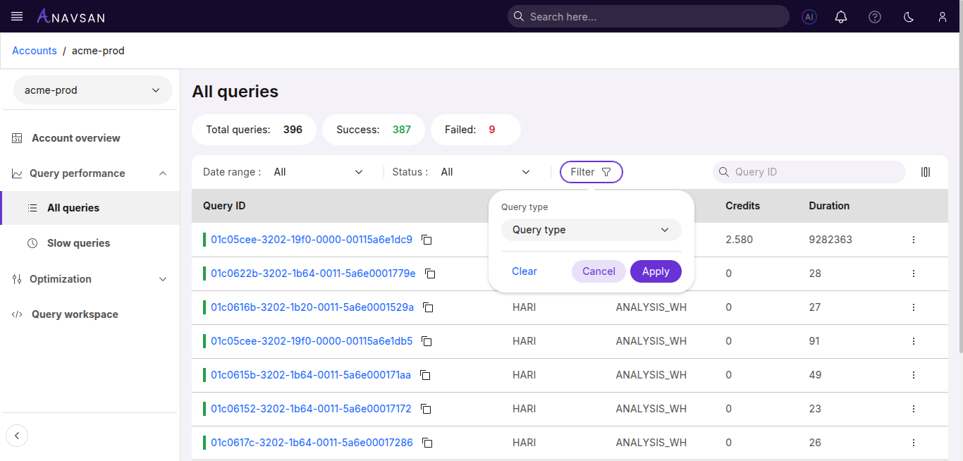 Advanced Filter Panel