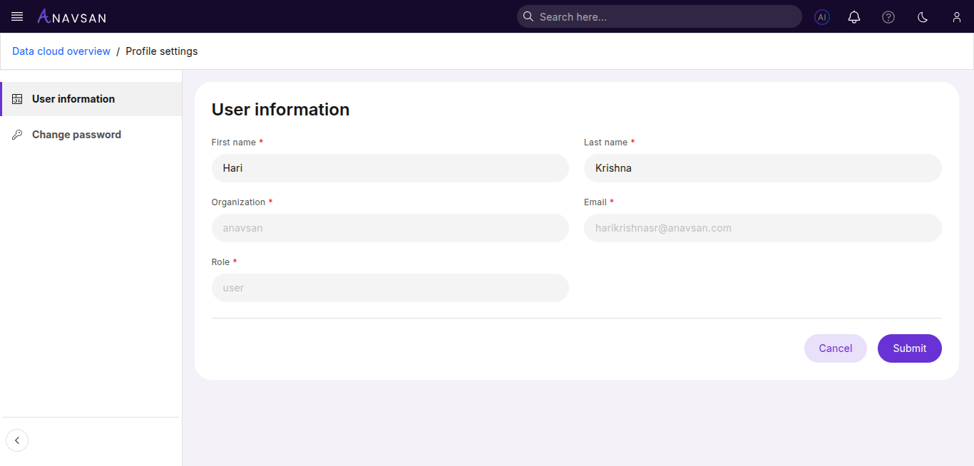 Profile User Information Edit