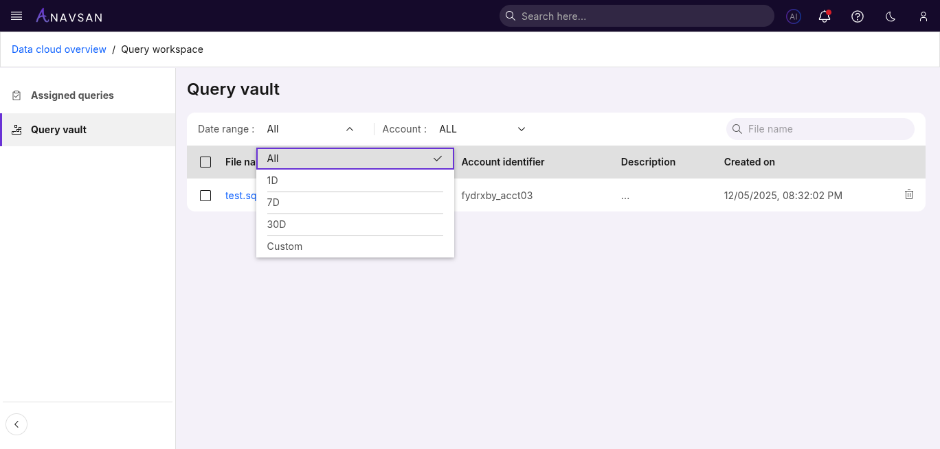 Query Vault Date Filter