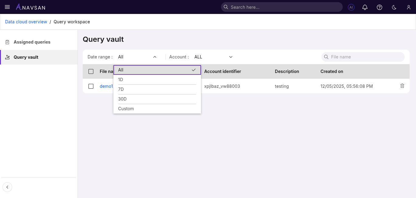 Query Vault Date Filter