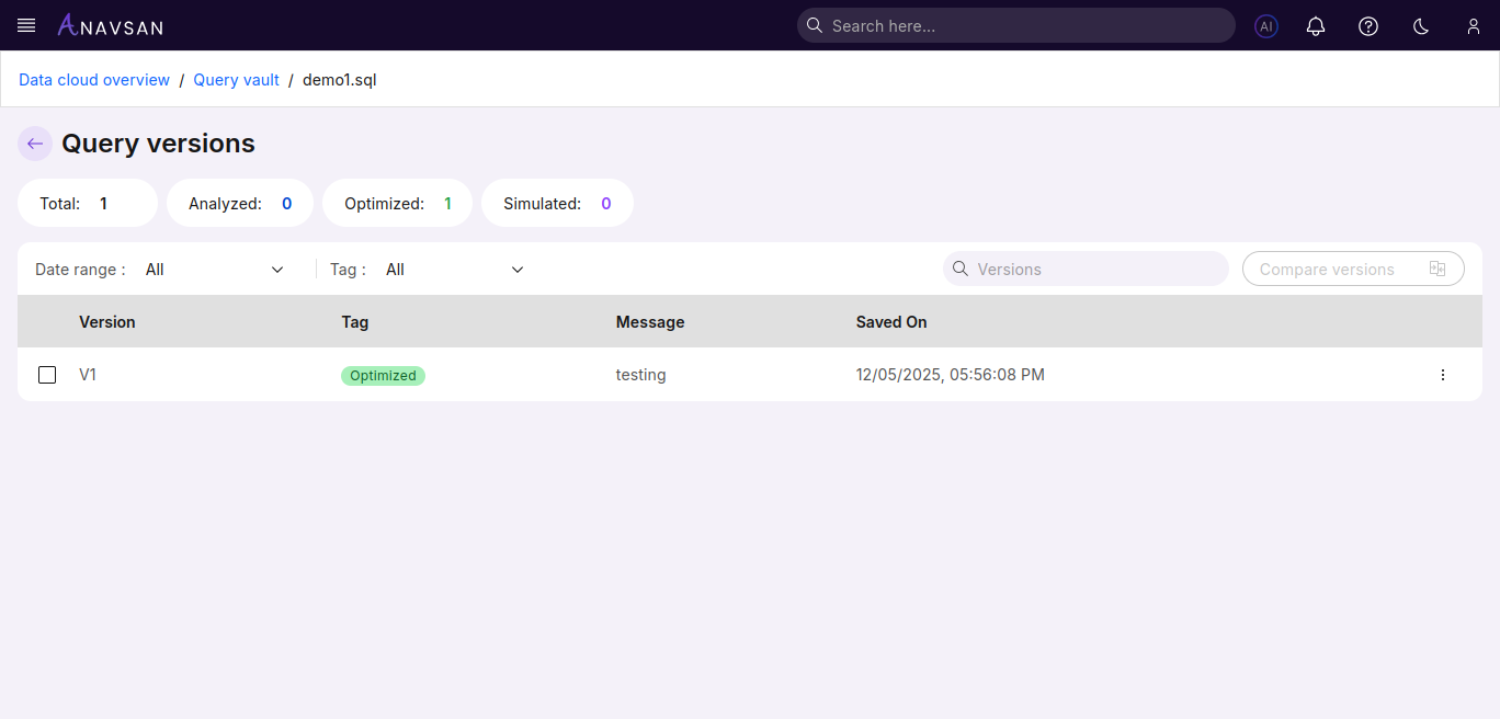 Query Vault File Versions