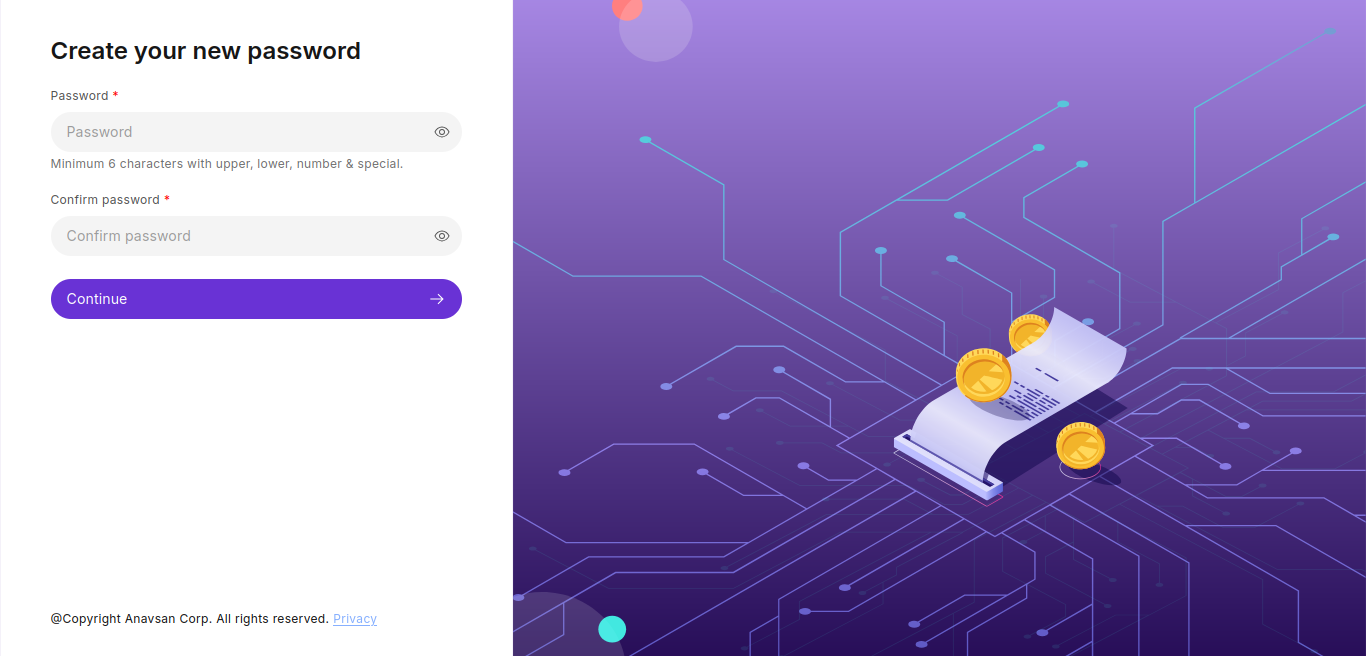 Create New Password Screen