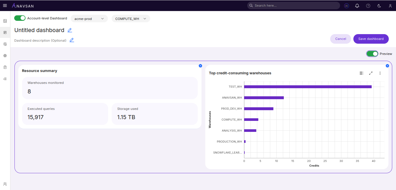 Widget selection preview